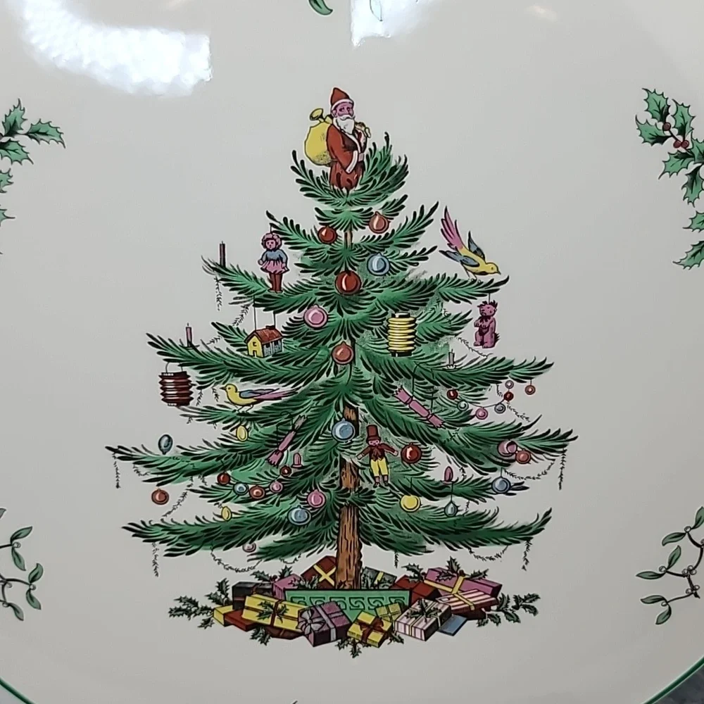 Spode Christmas Tree Classic Collectible Ceramic Round Cake Plate Vintage